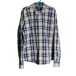 Abercrombie & Fitch Men’s Plaid Button-Up Shirt – Size XL – Navy & White